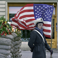Soldier and Flag, Berlin Germany